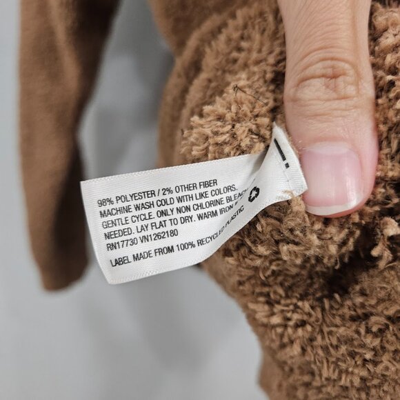 Stars Above Fuzzy Scoop Neck Long Sleeve Brown Sherpa Sweatshirt Pullover Small - Picture 7 of 7